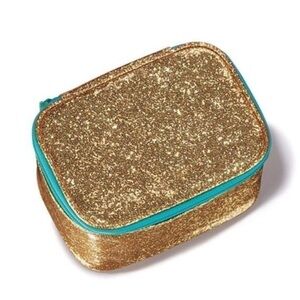 Avon Let It Glow Skincare zippered storage Bag Woman’s Gold and Teal